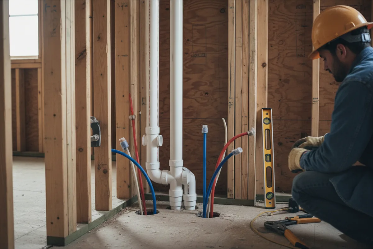 Drain and supply rough-in during Garbage Disposal Repair in Bude
